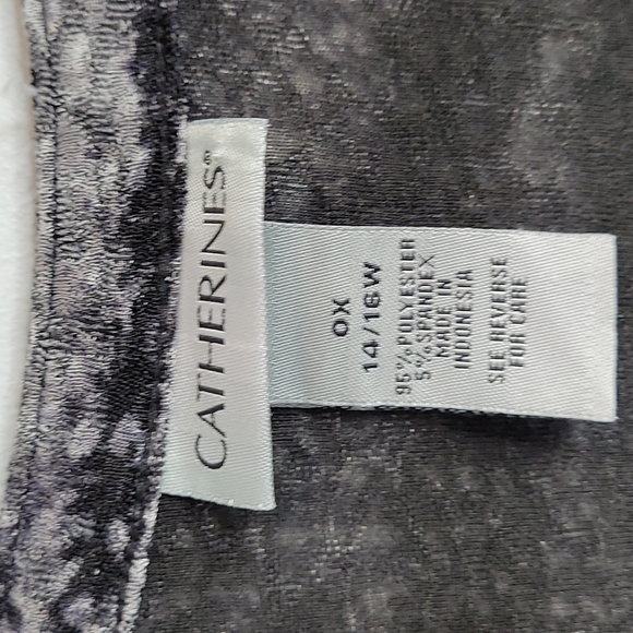 Catherine's Textured Animal Print Gray & BLack Stretch Tunic 14/16W - Picture 4 of 7